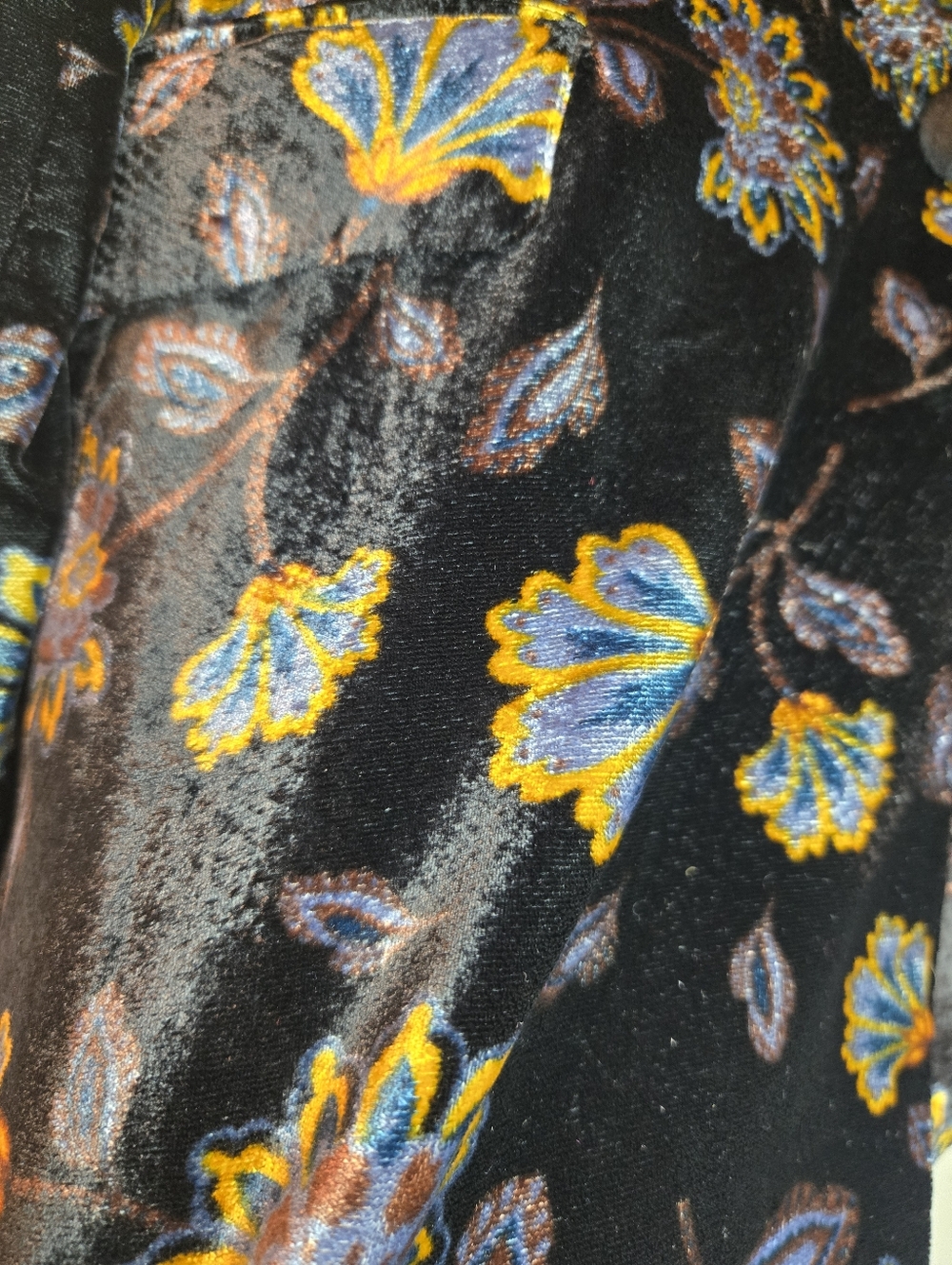 Rachel Zoe Blazer Women's Medium Velvet Flowers Retro Cottagecore Velour 90s Y2k - Picture 3 of 10